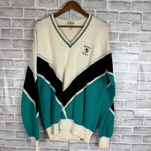 La Mode LA All Cotton Heavy Knit Vintage Golf Pullover Sweater Mens 2XL